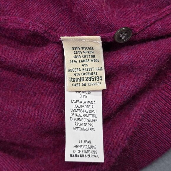 LL Bean Sweater Womens M Red Pink Fair Isle Floral Cardigan Button Front Preppy - Picture 8 of 9